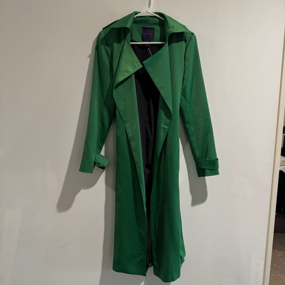 Amaryllis Jackets & Blazers - Amaryllis Green Cascade Open Front Belted Jacket Trench Coat NWT Small